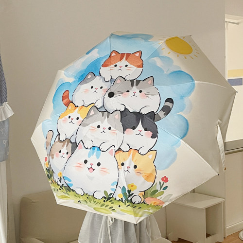 全自动雨伞可爱猫咪折叠伞晴雨两用太阳伞防晒防紫外线遮阳伞便携