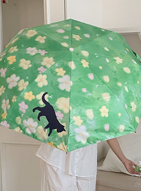 可爱猫咪雨伞晴雨两用女学生遮阳防晒防紫外线小巧便携折叠太阳伞