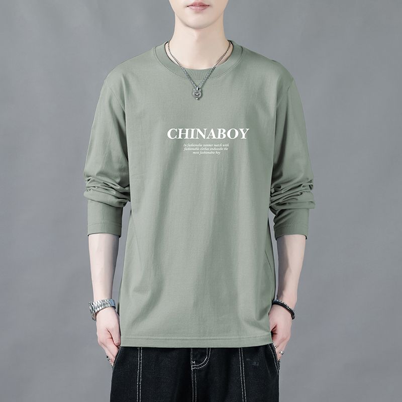 Baleno/班尼路厚款男款秋季新款长袖打底衫外套T恤200克精梳紧密