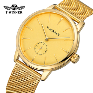 T-WINNER胜利者机械手表 条钉刻度手动机械表钢带腕表男女士表