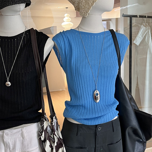 坎肩针织镂空背心薄款显瘦遮副乳