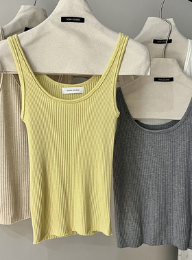 好搭配针织吊带背心女内搭圆领修身坑条基础简约外穿打底无袖上衣