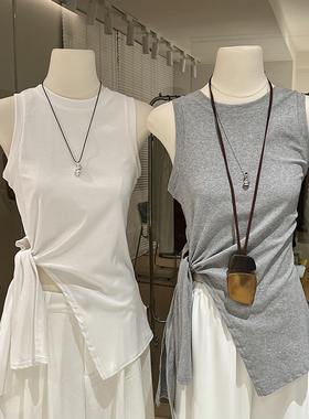 绑带背心女夏外穿设计感不规则休闲辣妹风美式修身显瘦无袖上衣潮