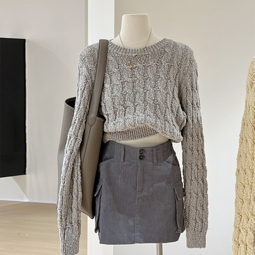 灯芯绒A型半身裙短款时髦有内衬