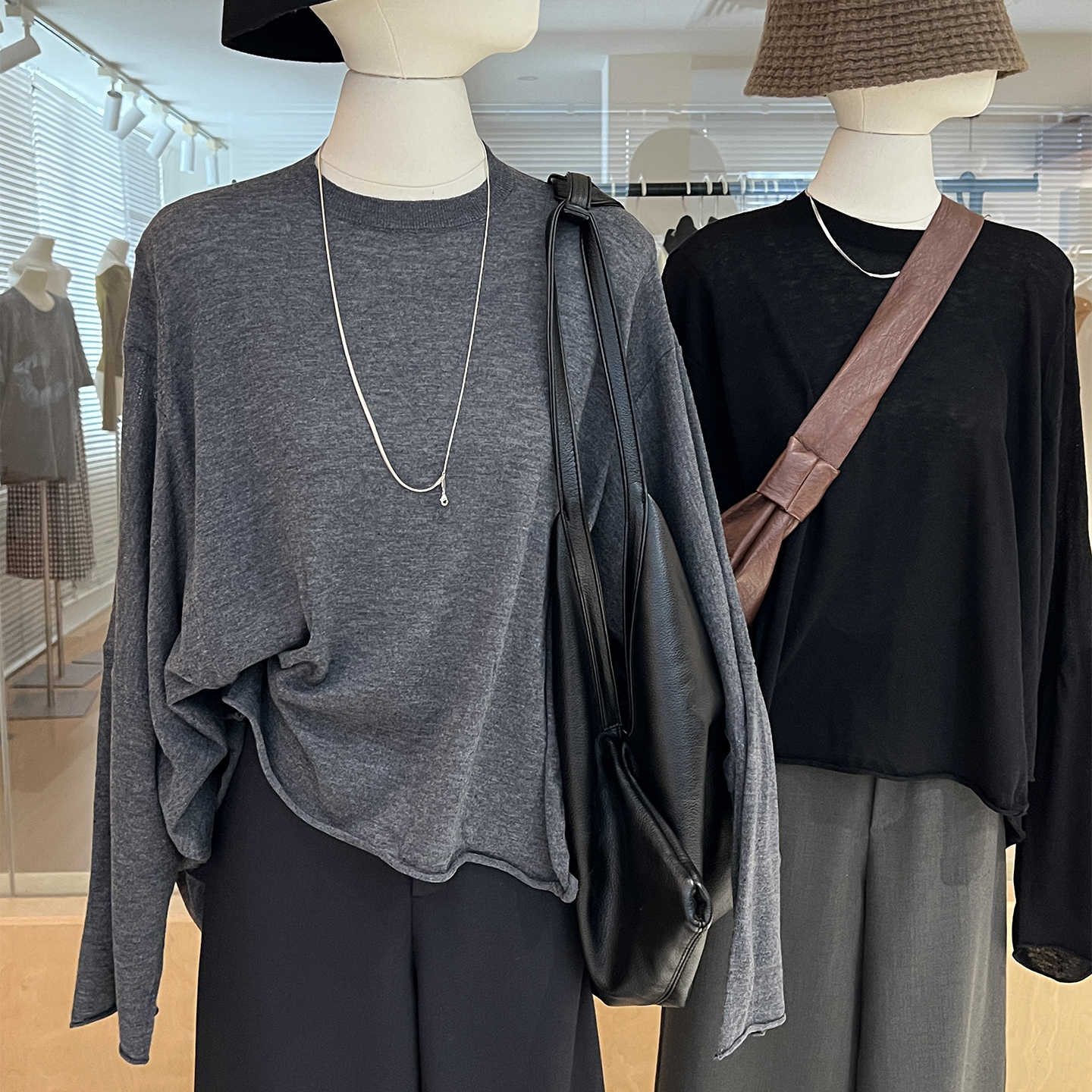 大版松弛感针织罩衫简约羊毛混纺