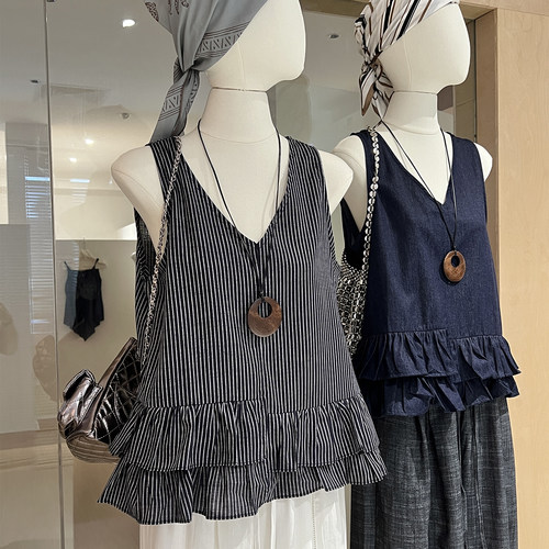 配项链木耳边裙摆背心韩系氛围感