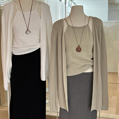 针织开衫+吊带背心两件套氛围感