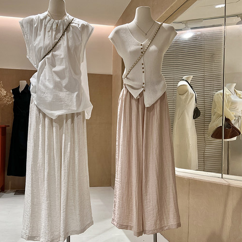 温柔裤裙九分飘飘薄款含麻料