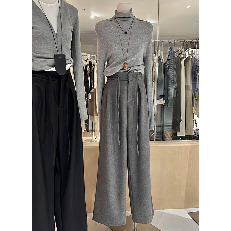 磨毛西装阔腿长裤通勤高智感穿搭