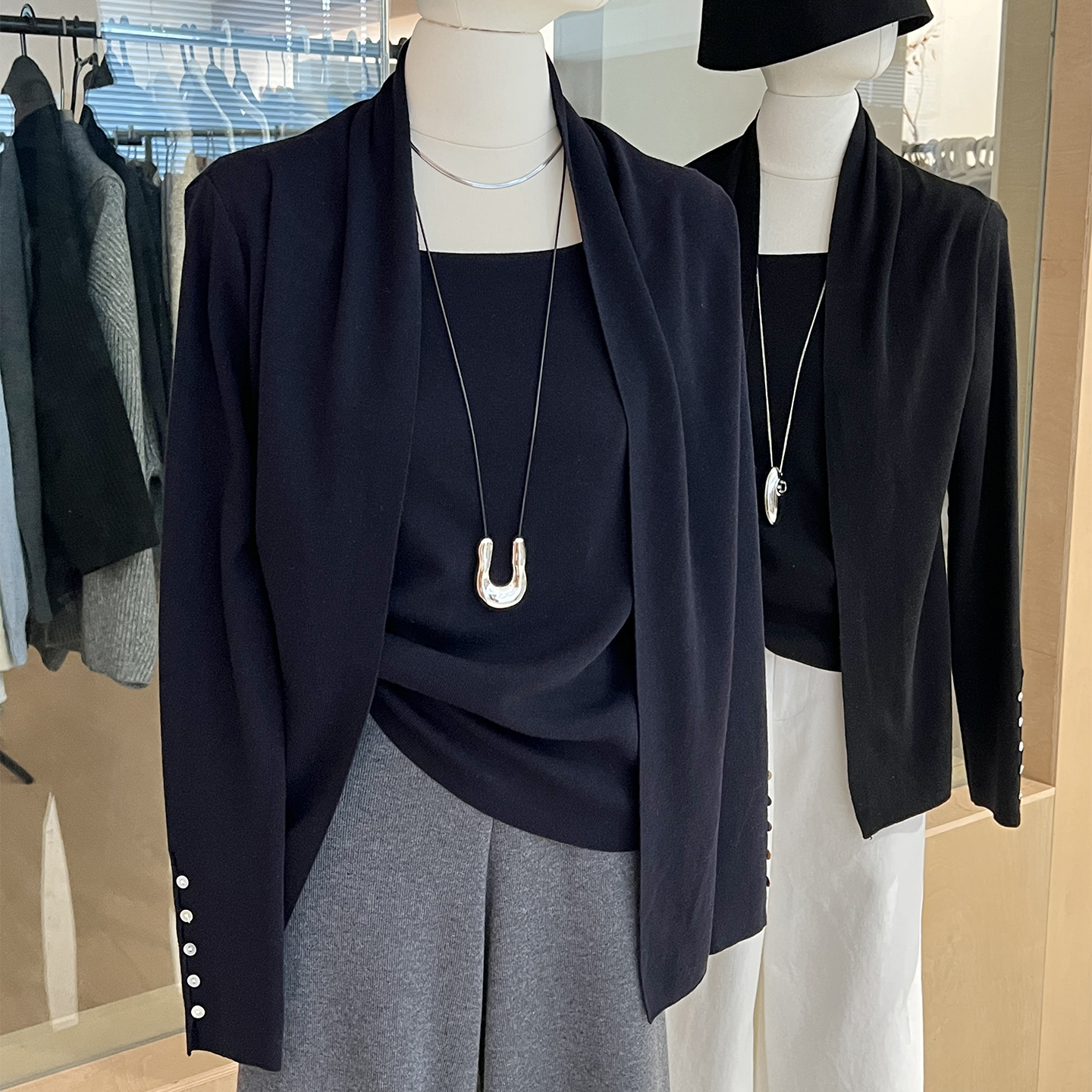 气质假两件针织衫羊毛混纺叠穿风