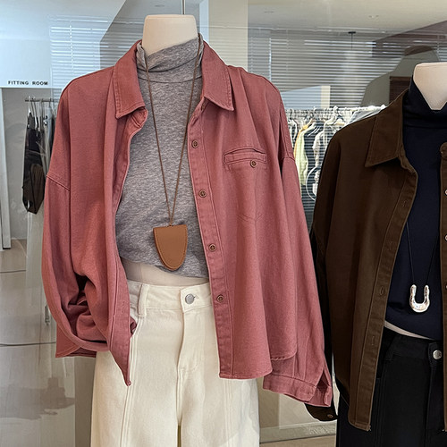 衬衫外套棉质有厚度中短款小个子