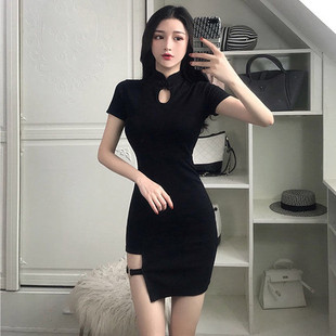 夜店性感女装2025夏季新款气质显瘦收腰紧身不规则包臀旗袍晚礼裙