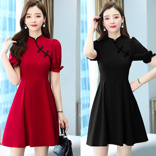 改良款 新款 气质显瘦收腰性感复古洋气旗袍裙 连衣裙女2025夏季 时尚