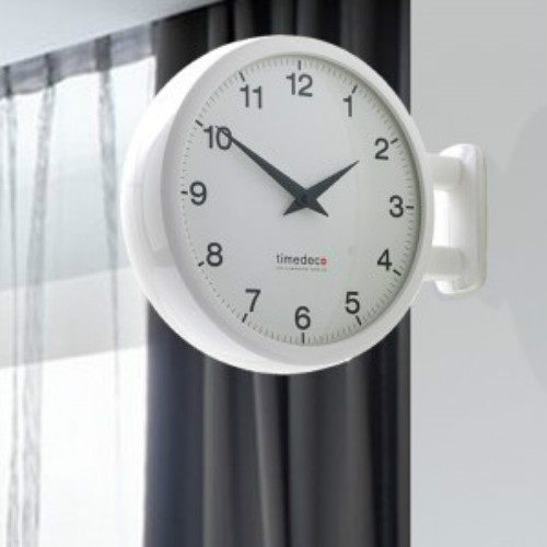 韩国正品 时尚现代简约白色数字双面挂钟 客厅钟表 石英钟