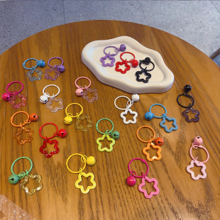 ins风彩色五角星亚克力钥匙扣挂件糖果色耳机套挂饰小清新包挂饰