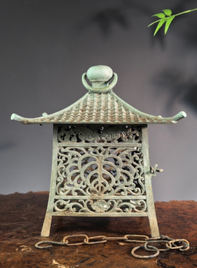 日本高冈铜器茶室灯笼铜制摆件