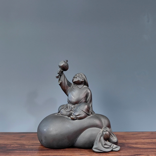 日本铜器老物件财神古朴大黑天七福神像摆件回流收藏复古装饰包邮