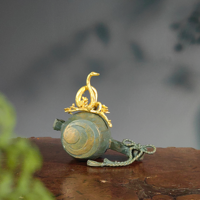 日本铜器雅司作长寿福锤复古茶室陈列客厅桌面装饰摆件艺术收藏