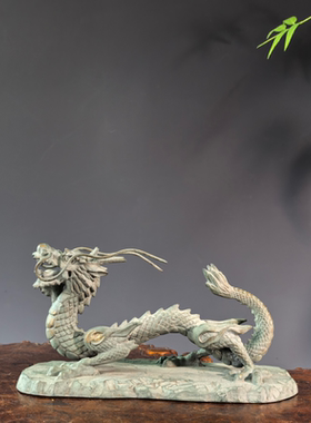 日本铜器游龙戏珠蜡型铸铜摆件