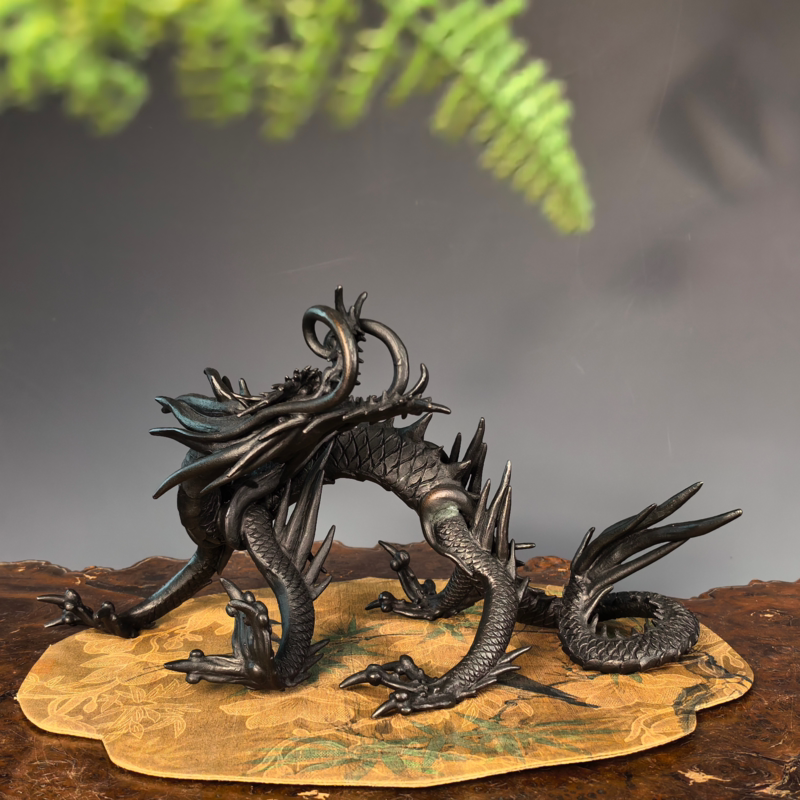 日本铜器大森孝志作游龙摆件轻奢复古桌面装饰家居样板房收藏包邮