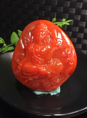 天然川料精雕观音吊坠 满色满肉 颜色油润冰透 重79.75克