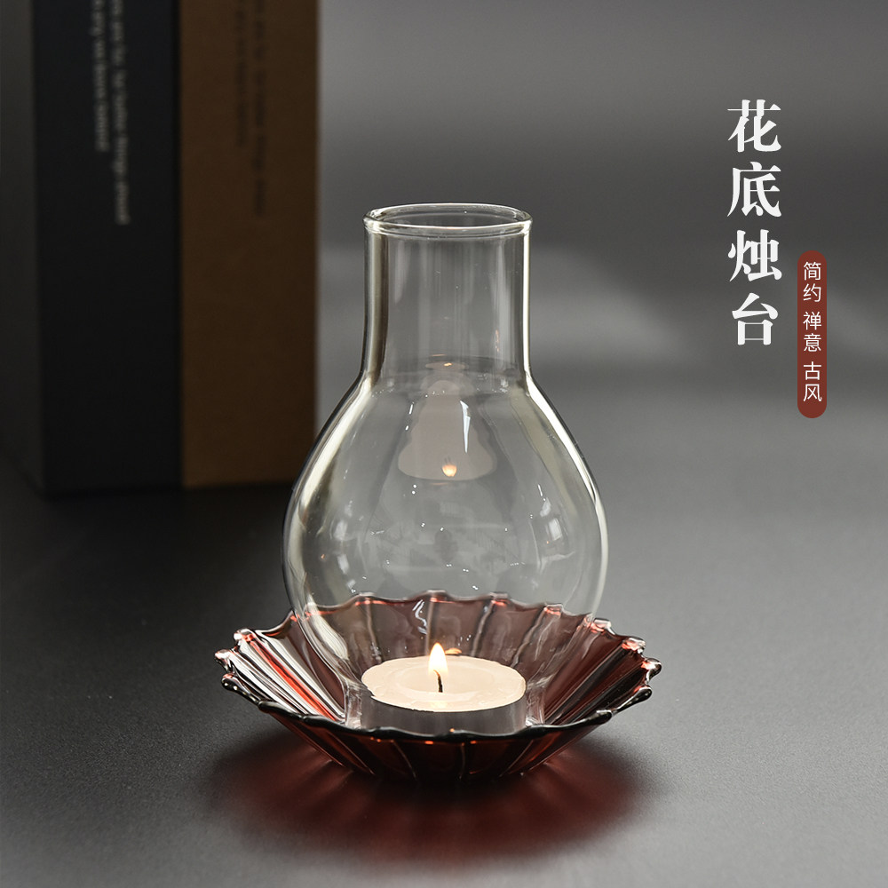 复古玻璃灯罩烛台防风蜡烛托简约禅意蜡烛台新中式摆件蜡烛罩,家居饰品,烛台,淘宝优惠券,粉丝福利购,淘宝优惠卷