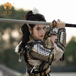 炼铠古风武侠cosplay女装套装银色古装角色扮演服装演出侠女秋冬