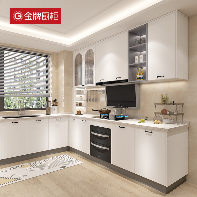 金牌厨柜厨房石英石台面橱柜定制