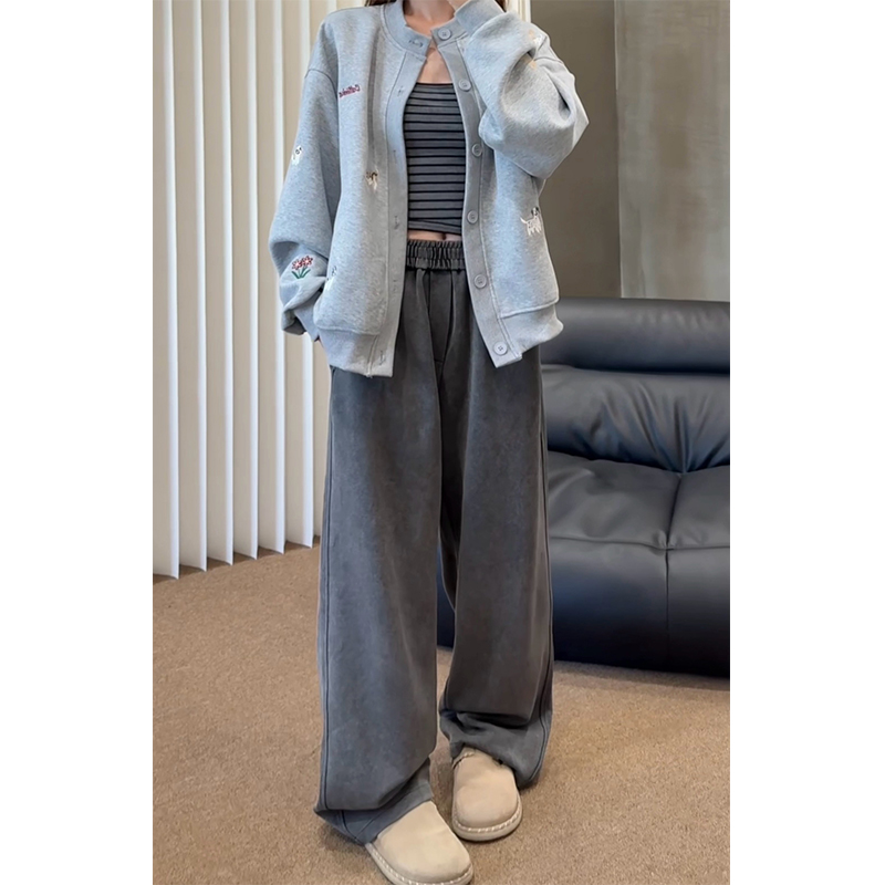 美式复古水洗做旧直筒裤