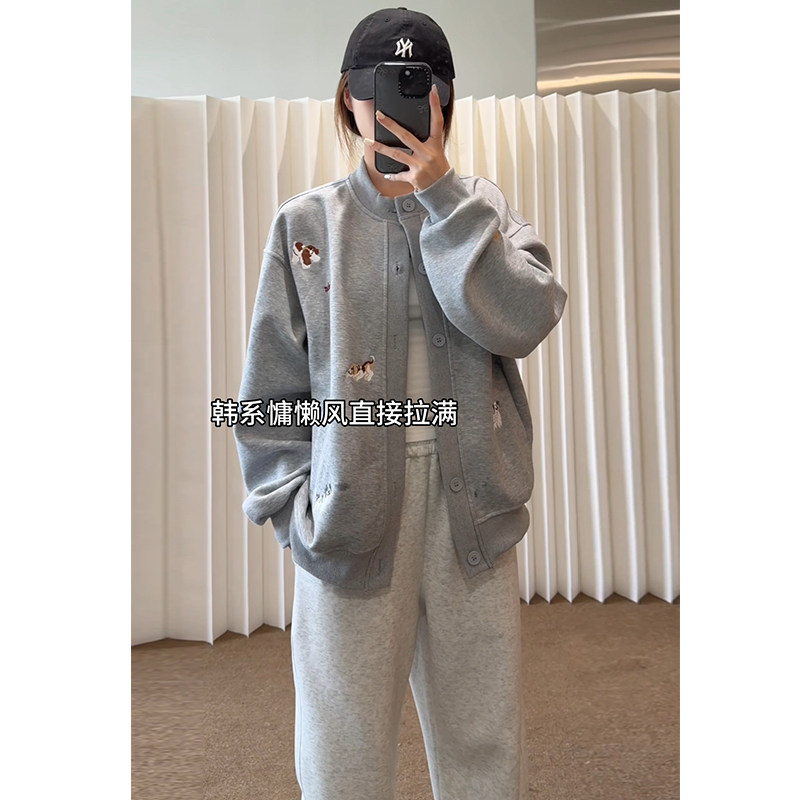 开衫卫衣男重磅刺绣外套情侣穿搭图片