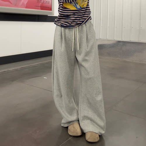 弯刀卫裤男宽松垂感阔腿休闲裤子
