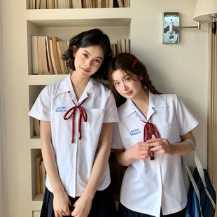 女学院风西装 初恋白衬衫 领短袖 衬衫 东京岁时记jk夏季 制服套装 泰式