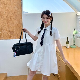 东京岁时记jk原创设计白色短袖 连衣裙日系学院风女夏甜美简约短裙