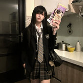 东京岁时记原创JK西装 布朗茶茶 制服外套女秋春学院风黑色西服套装