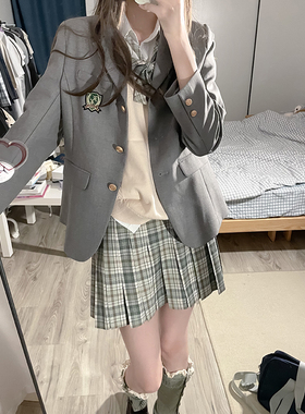 东京岁时记JK春学院风休闲西服女校供外套灰色西装外套西禾私立