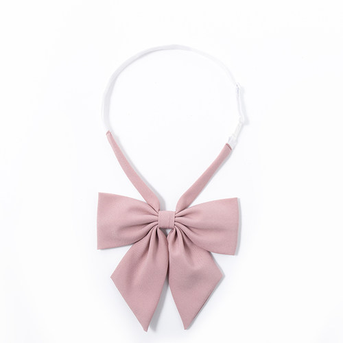 日系学院风粉色大羽根领结