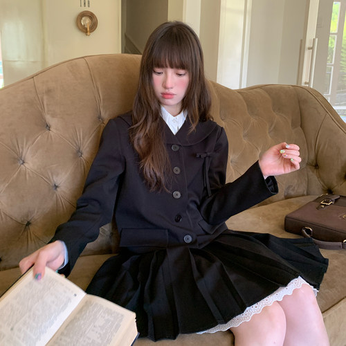 东京岁时记学院风海军领西装外套