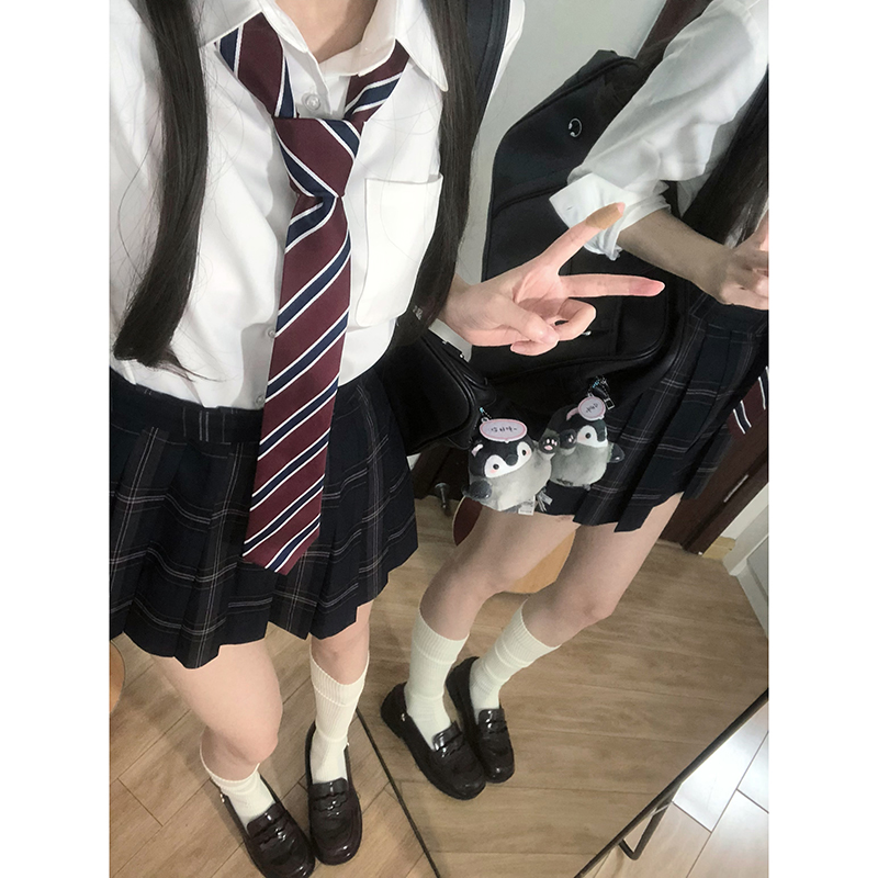 jk制服白桃汽水长袖衬衫短裙套装