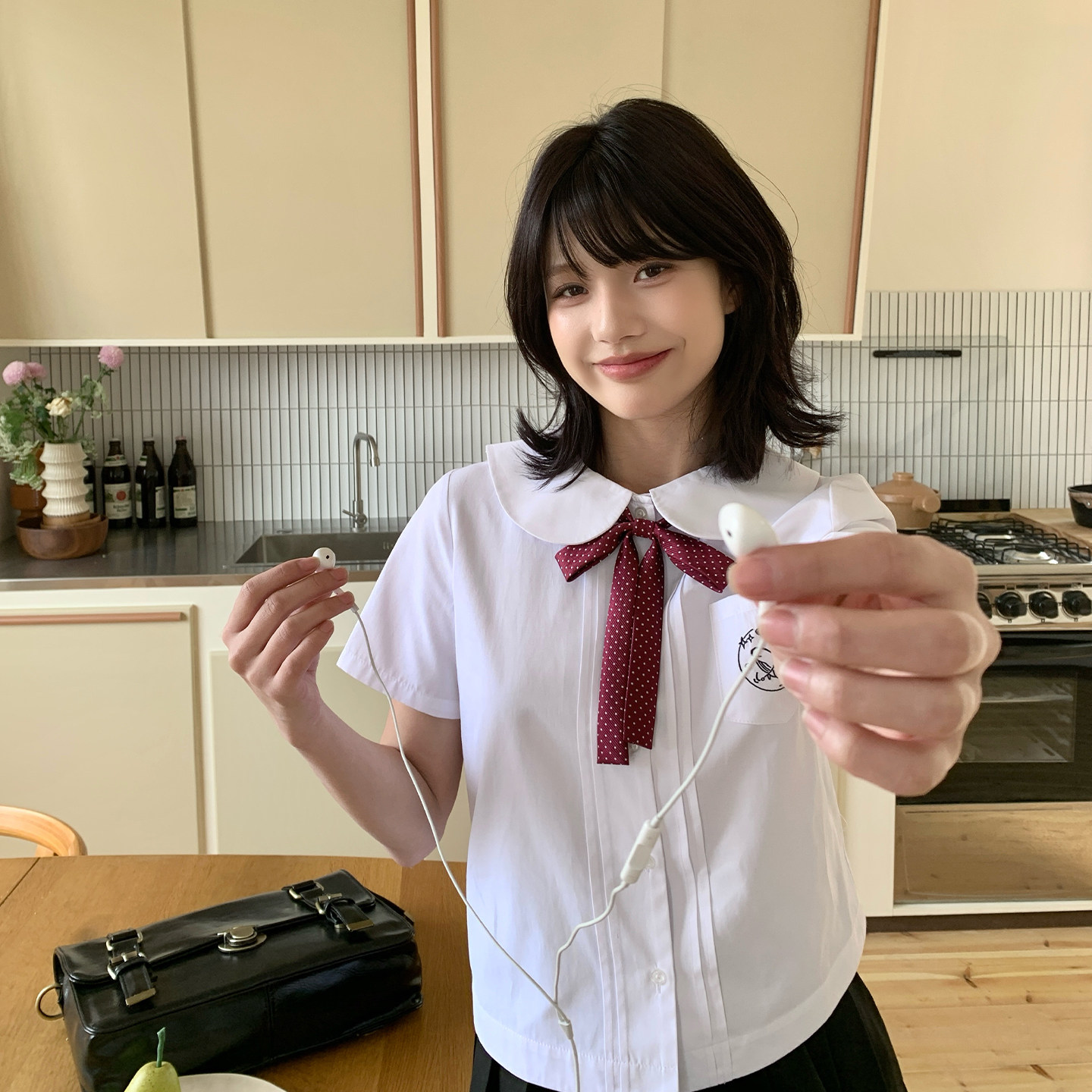 东京岁时记jk制服夏季新款白色可爱刺绣娃娃领衬衫学院风短袖上衣