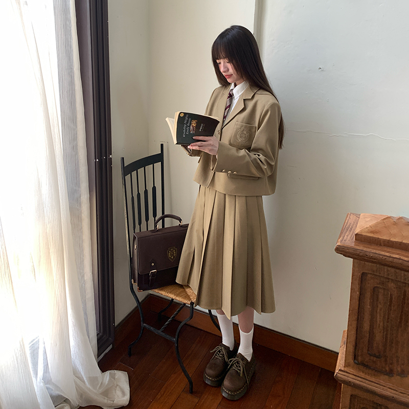 两件套JK制服套装秋季棕色