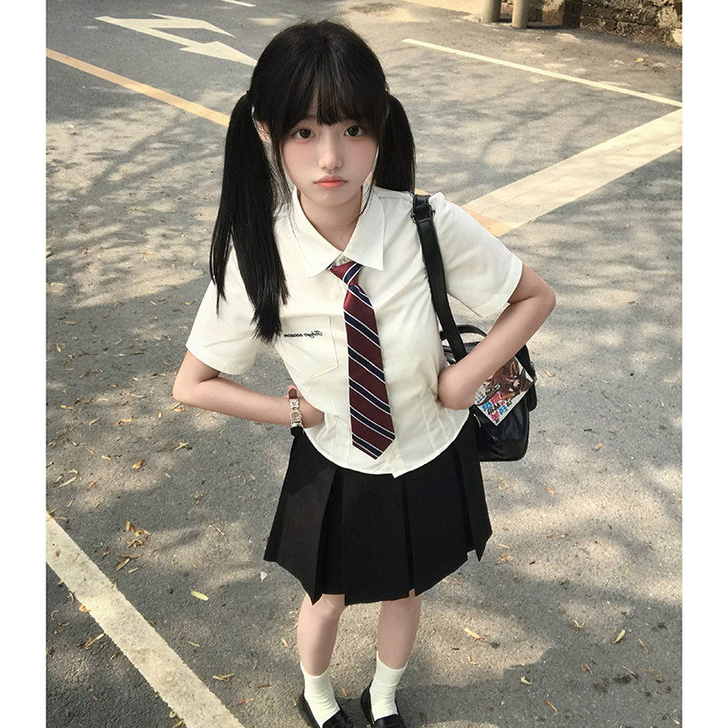 东京岁时记jk制服套装黑色a字半身裙女夏新款收腰短裙jk衬衫套装