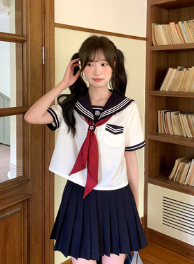 东京岁时记jk夏季白撞绀日系短袖水手服女小个子学生校服制服套装