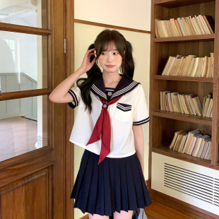 东京岁时记jk夏季白撞绀日系短袖水手服女小个子学生校服制服套装