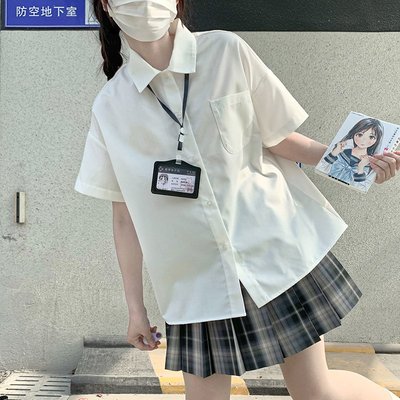 taobao agent In the age of Tokyo, JK shirt short -sleeved white blue shirt uniform pure white lover Japanese student shirt top