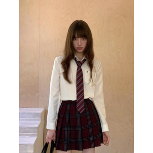 通勤上衣学院风制服套装 纯色基础款 女 衬衫 东京岁时记jk白色长袖