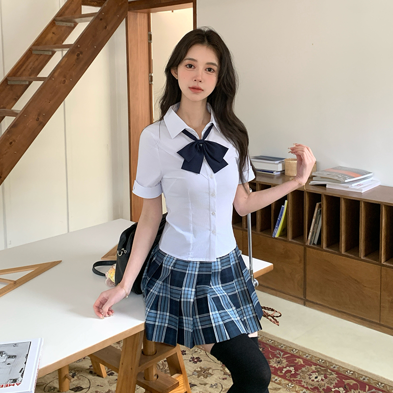 学院风jk宽松休闲白色制服套装女