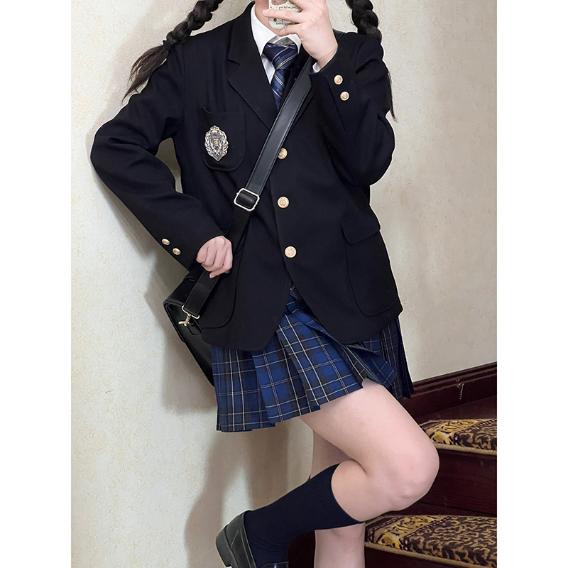 东京岁时记jk西装外套女式休闲学院风制服绀色西服外套女2025春款
