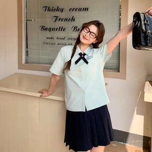 衬衫 短袖 女夏校供学院风绿色校服衬衣 泰式 东京岁时记jk制服毕业季