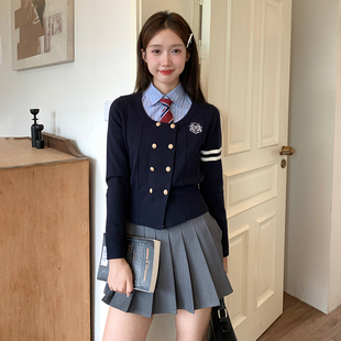 东京岁时记jk2026早春慵懒毛衣女外套新款 学院风上衣刺绣毛衣 女装