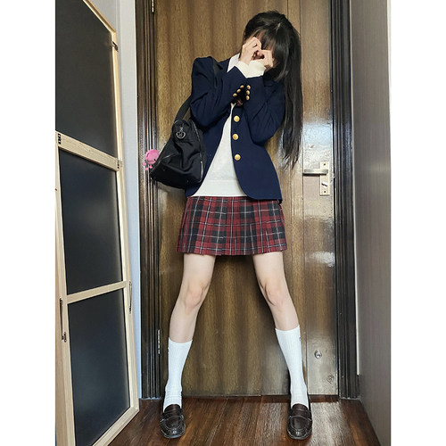 东京岁时记百褶裙日系学院格子裙